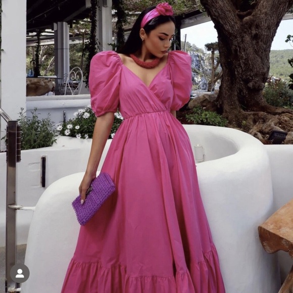 Zara Pink Puff Sleeve Maxi Dress - Picture 3 of 8